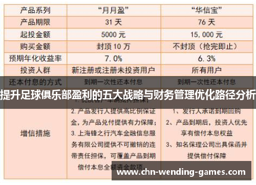 提升足球俱乐部盈利的五大战略与财务管理优化路径分析 提升足球俱乐部盈利的五大战略与财务管理优化路径分析